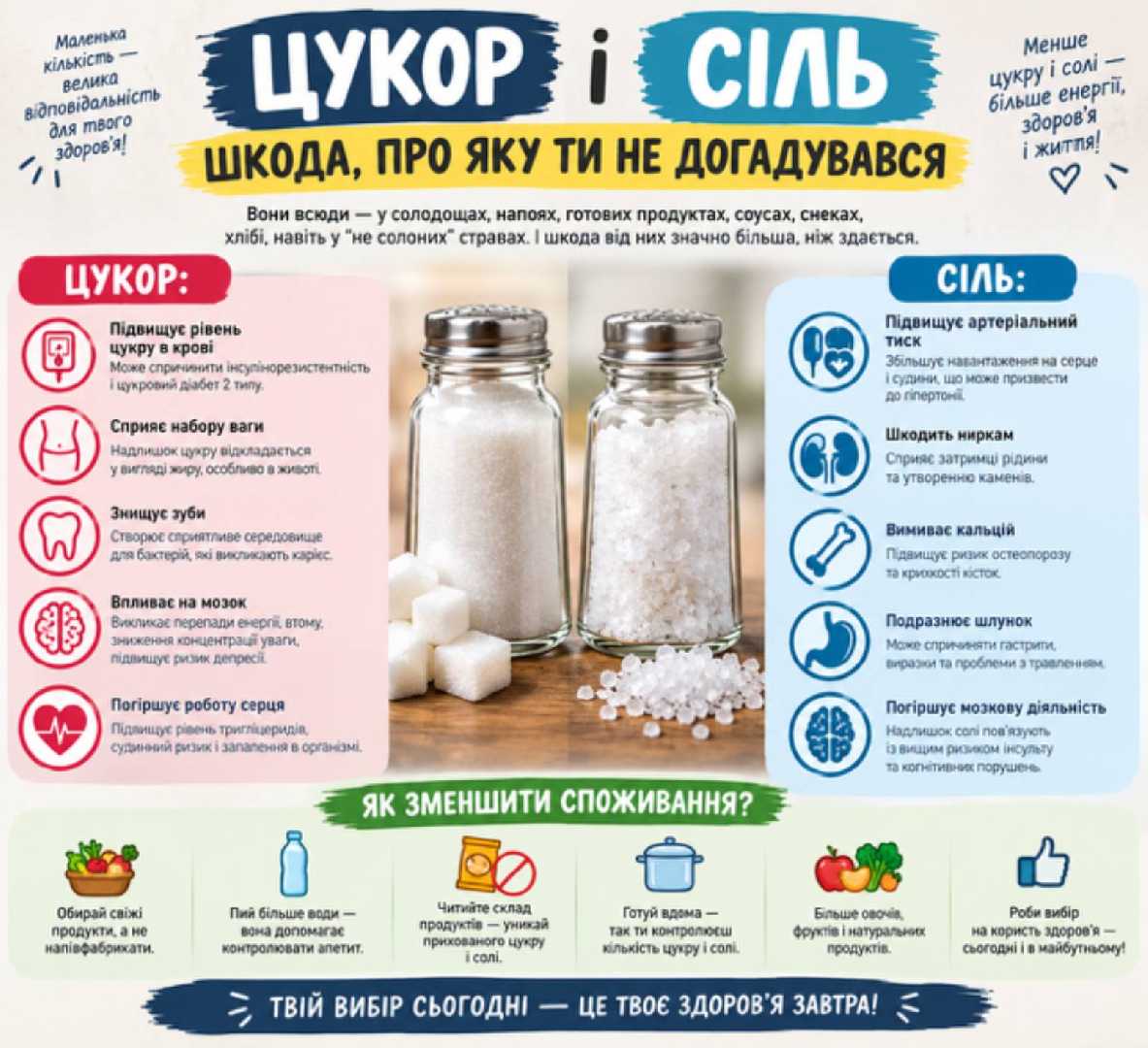 Інформаційно-просвітницька кампанія. Цукор та сіль — шкода, про яку ти не здогадувався