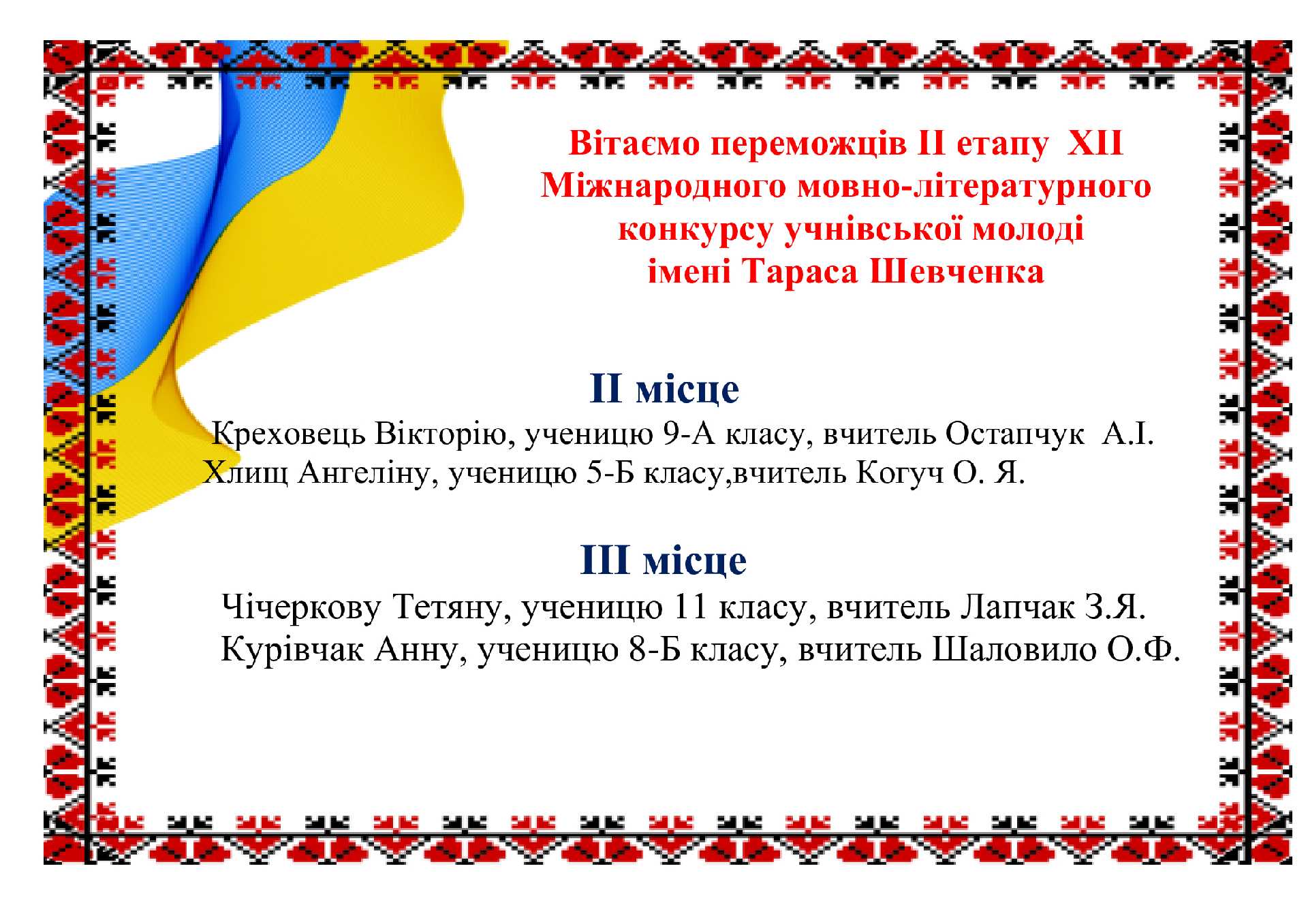 Школа пишається успіхами своїх учнів!