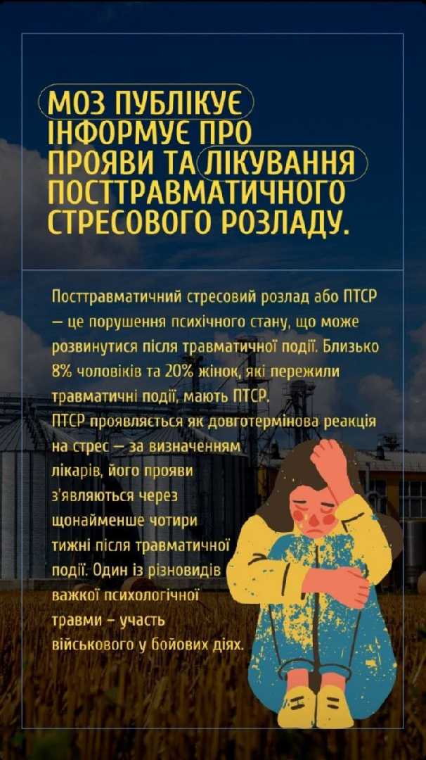 МОЗ інформує про прояви та лікування посттравматичного стресового розладу.